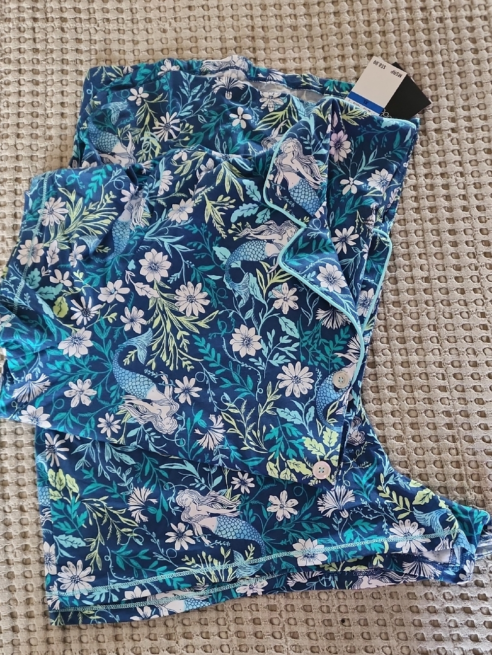 Cuddl Duds Navy and Teal Floral Boxer PJ Set